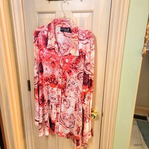 Womens Sz 3X Plus Sz Attitudes By Renee Collared Shirt Red Black